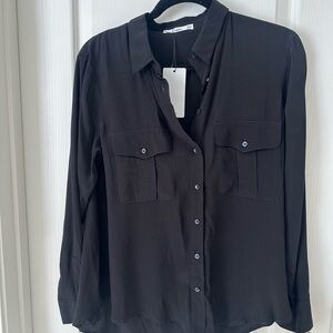 Mango Black Button-Up Shirt